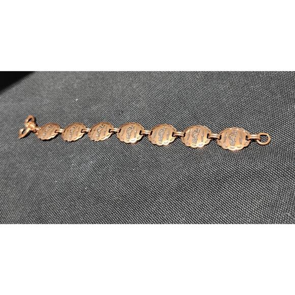 Southwestern Concho Copper Bracelet Aztec Dancing Men Flute 7" - Picture 2 of 7